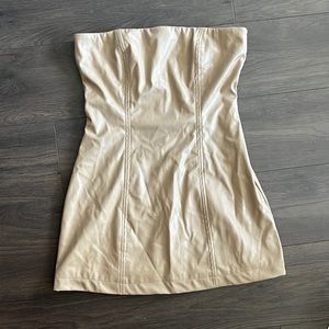 Beige Princess Polly Leather Dress